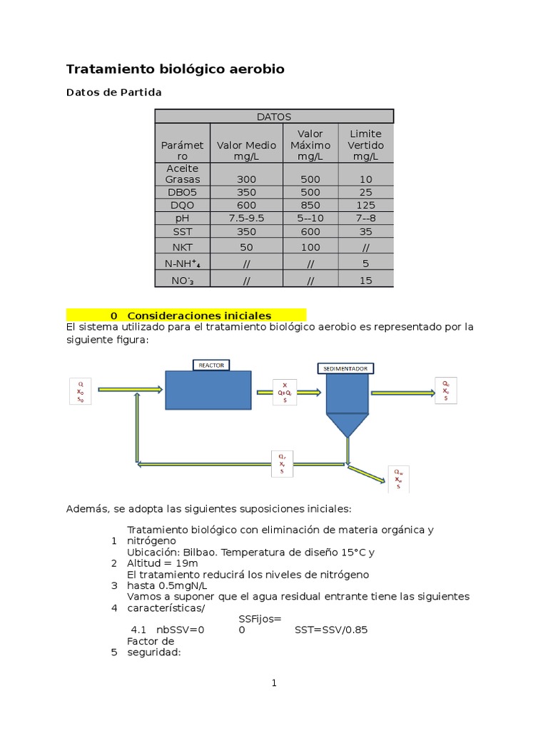 CALCULOS Tratamiento Biológico Aerobio | PDF | Gasolinera | Aguas ...