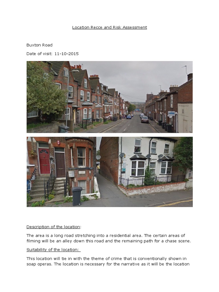 Location Recce & Risk Assessment Guide | PDF | Noise | Pub