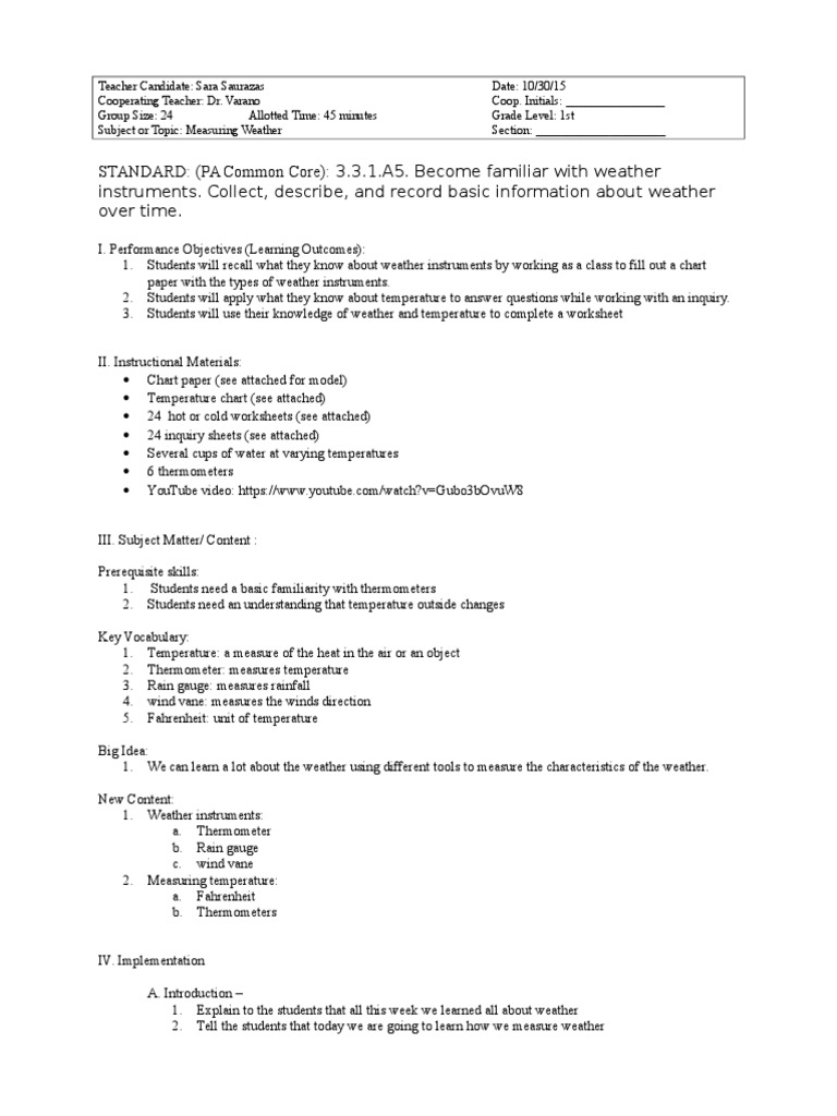 worksheet Weather Tools Worksheet measuring weather lesson educational assessment
