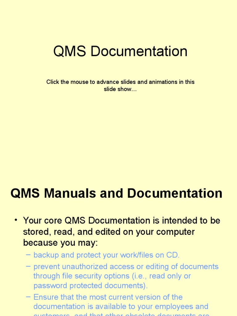 QMS Documentation: Click The Mouse To Advance Slides and Animations in ...