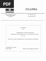 On Burundi, Uganda PR Nduhuura's UNSC Speech, Nov 9, 2015