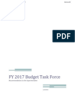 FY 2017 Budget Task Force Recommendations