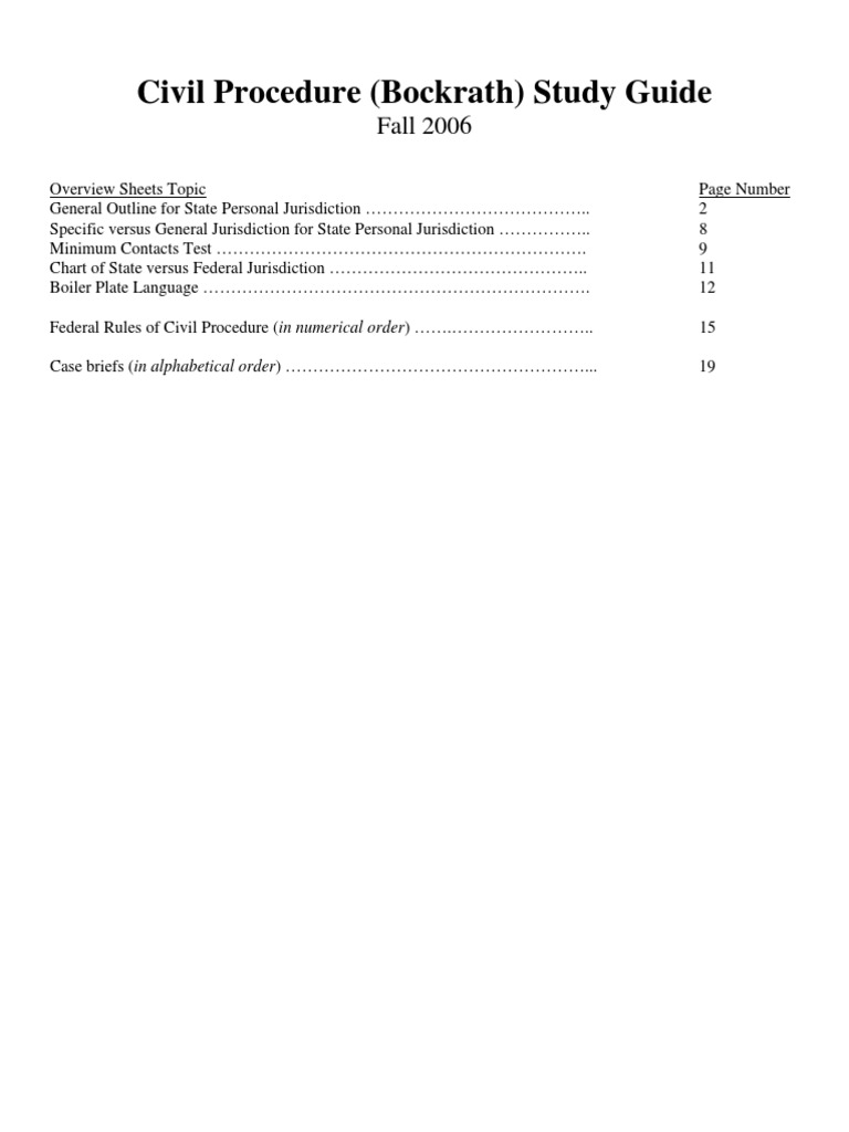 Sally Richardson - Basic Civil Procedure I | PDF | Minimum Contacts ...