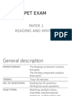 Pet Exam Papers 1 & 2: Reading, Writing & Listening