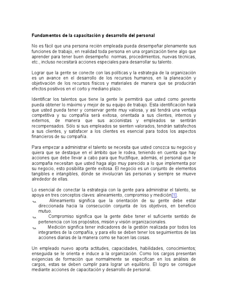 Fundamentos de La Capacitación y Desarrollo Del Personal | PDF ...