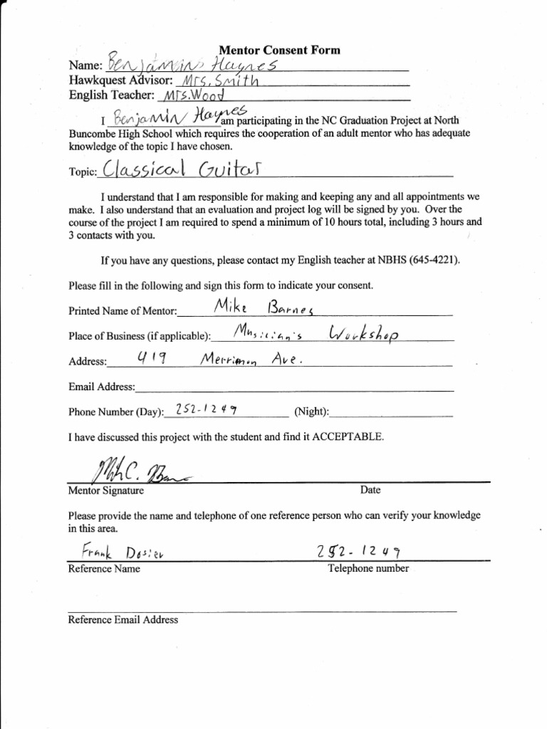 Mentor Consent Form for NC Project | PDF