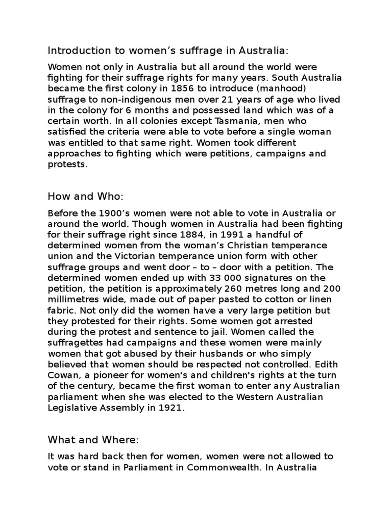 Women's Suffrage in Australia Explained | PDF | Suffrage | Australia