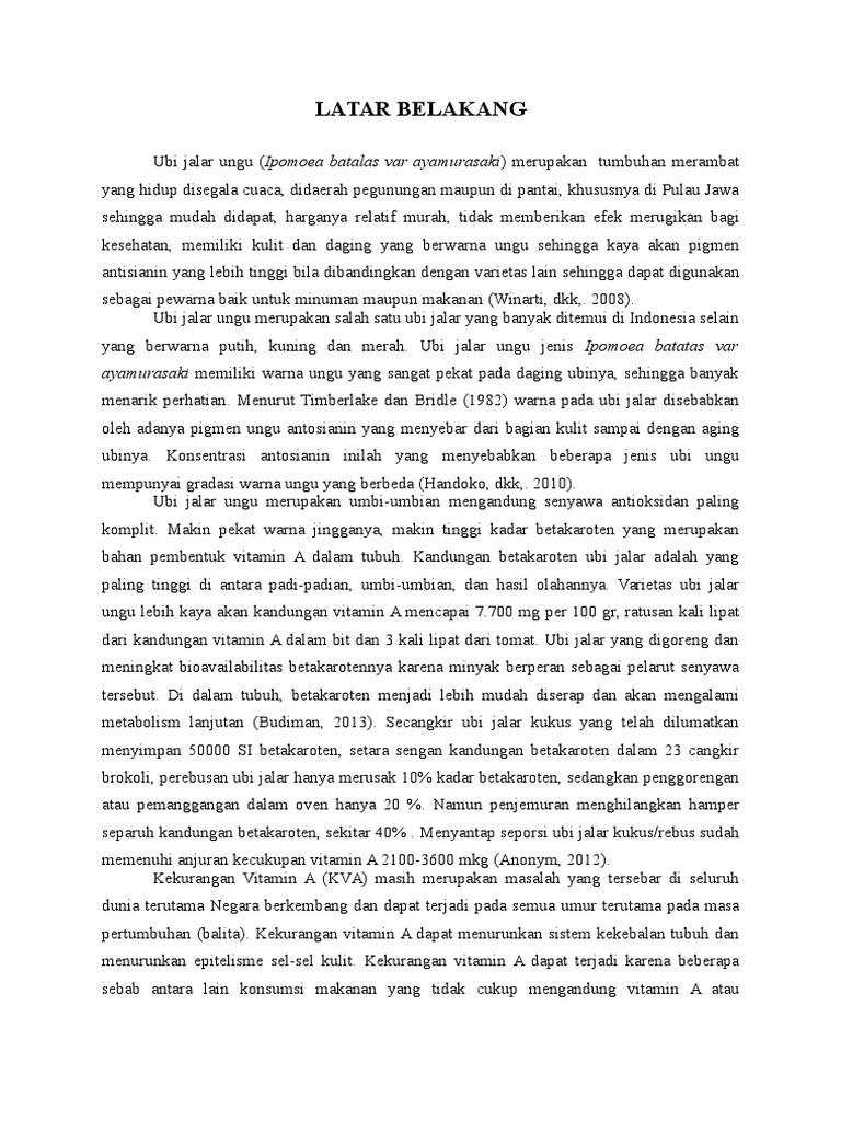 Latar Belakang Ubi Jalar Ungu | PDF