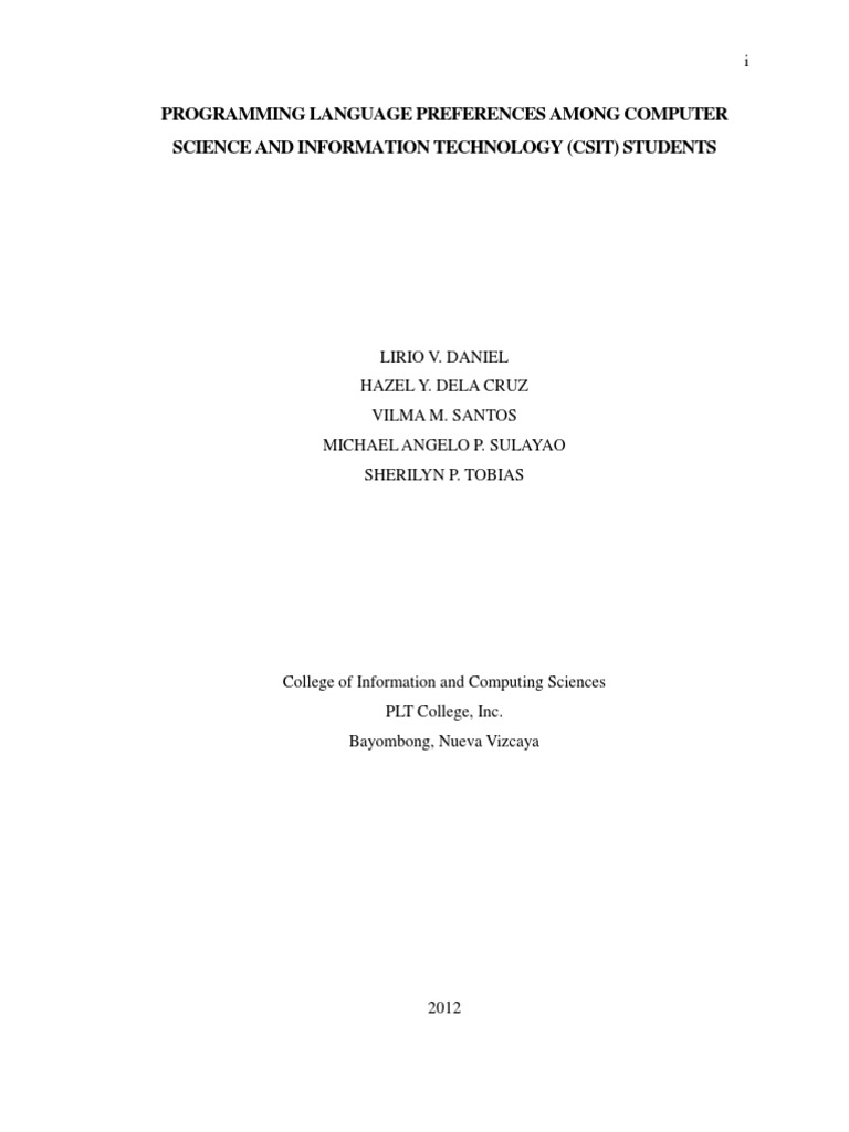 Programming Language Preference Among BSCS and BSIT Students | PDF ...