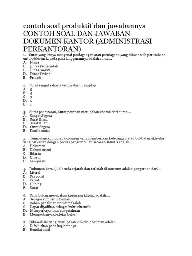 Soal Materi Dokumen Elektronik