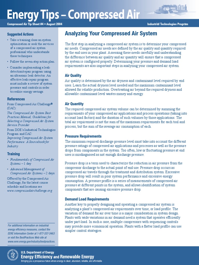 Analyzing Your Compressed Air System: Suggested Actions | PDF ...