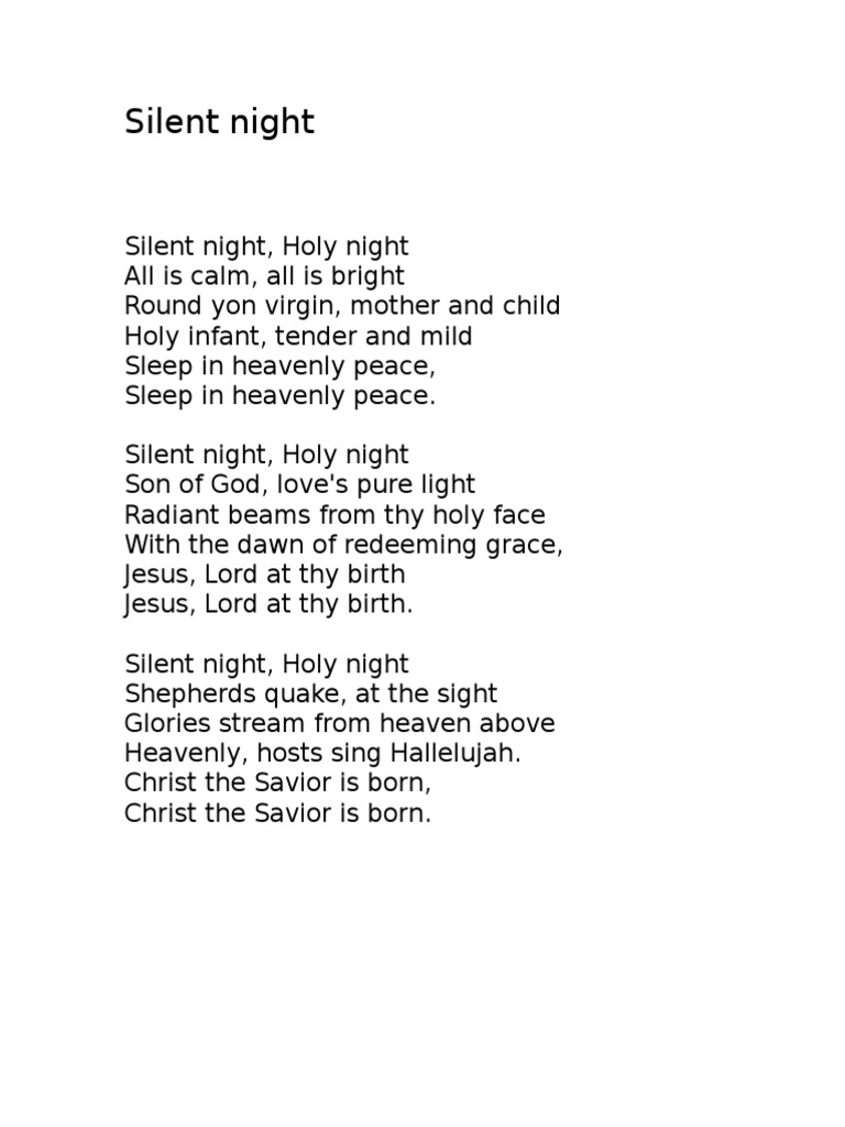 Free Printable Silent Night Lyrics