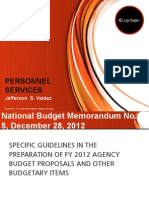 Personnel Services Budget Proposal
