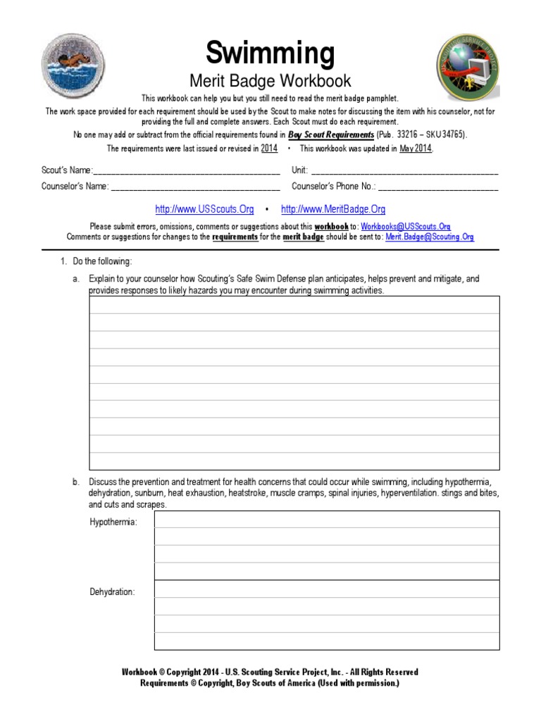 Swimming Merit Badge PDF Boy Scouts Of America Human Swimming