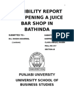 Feasibility Report On Opening A Juice Bar Shop in Bathinda: Punjabi University