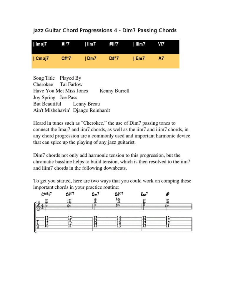 Jazz Guitar Chord Progressions 4 | PDF