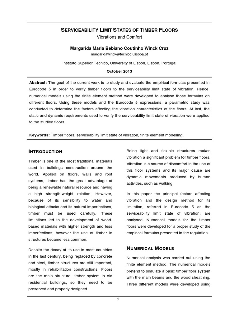 Timber Floor Vibration Analysis Methods | PDF | Normal Mode | Bending