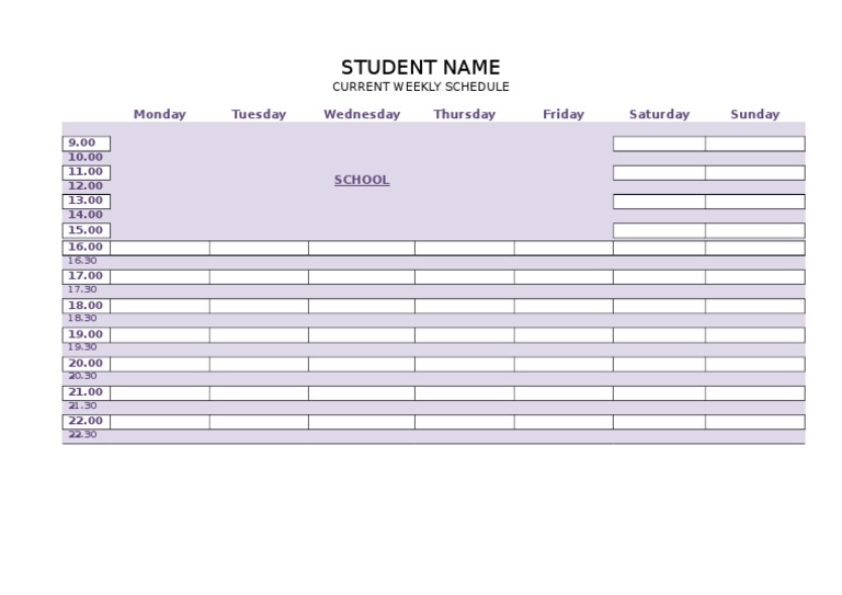 Weekly Schedule Template | PDF