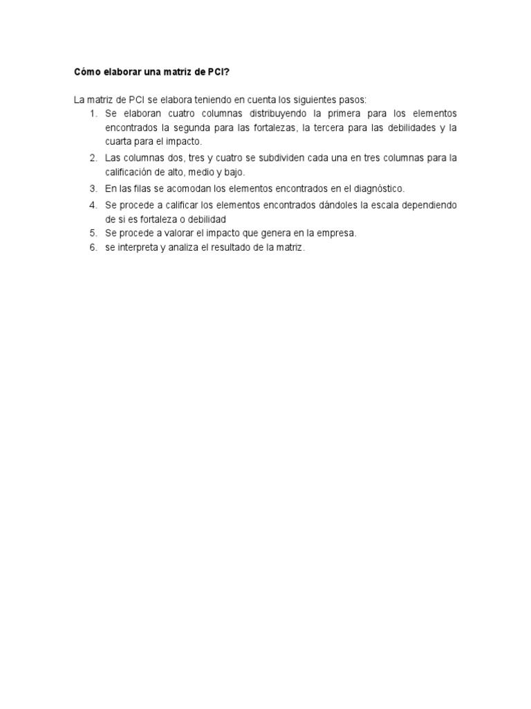 Cómo elaborar una matriz PCI | PDF