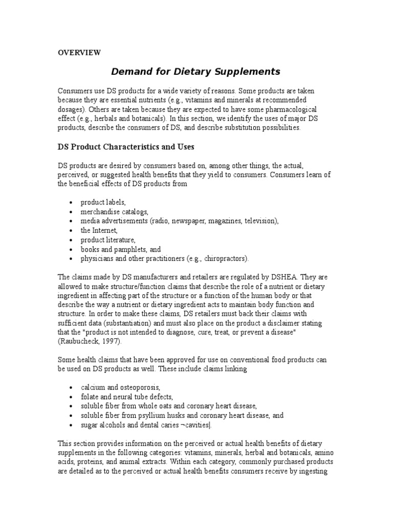Dietary Supplements: Uses and Benefits | PDF | Vitamin | Herbalism