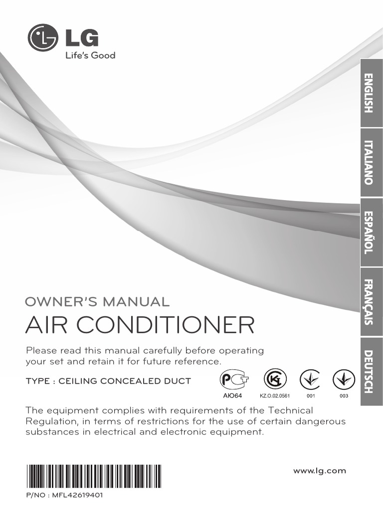 MFL42619401 LG Manual | Air Conditioning | Hvac