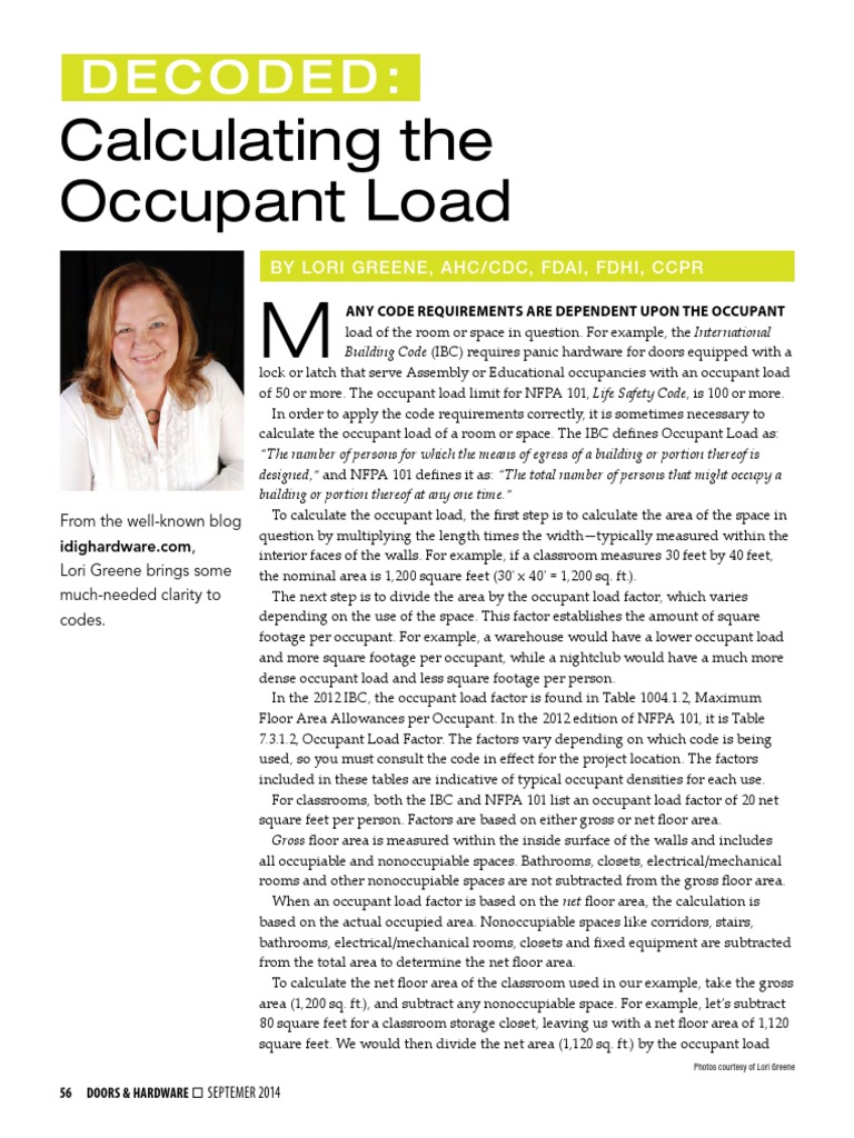 Decoded Sep14 Calculating Occupant Load | Building | Building Engineering