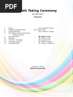 Oath Taking Ceremony Pdf Oath Of Office Social Institutions