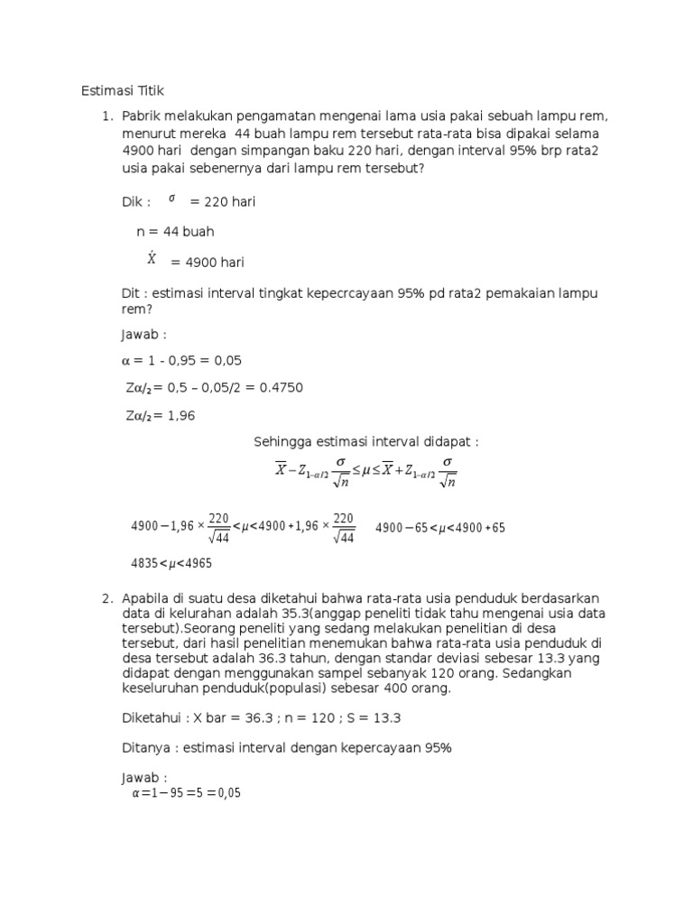 Soal Dan Jawaban Yang Berkaitan Dengan Pendugaan Parameter Guru Paud