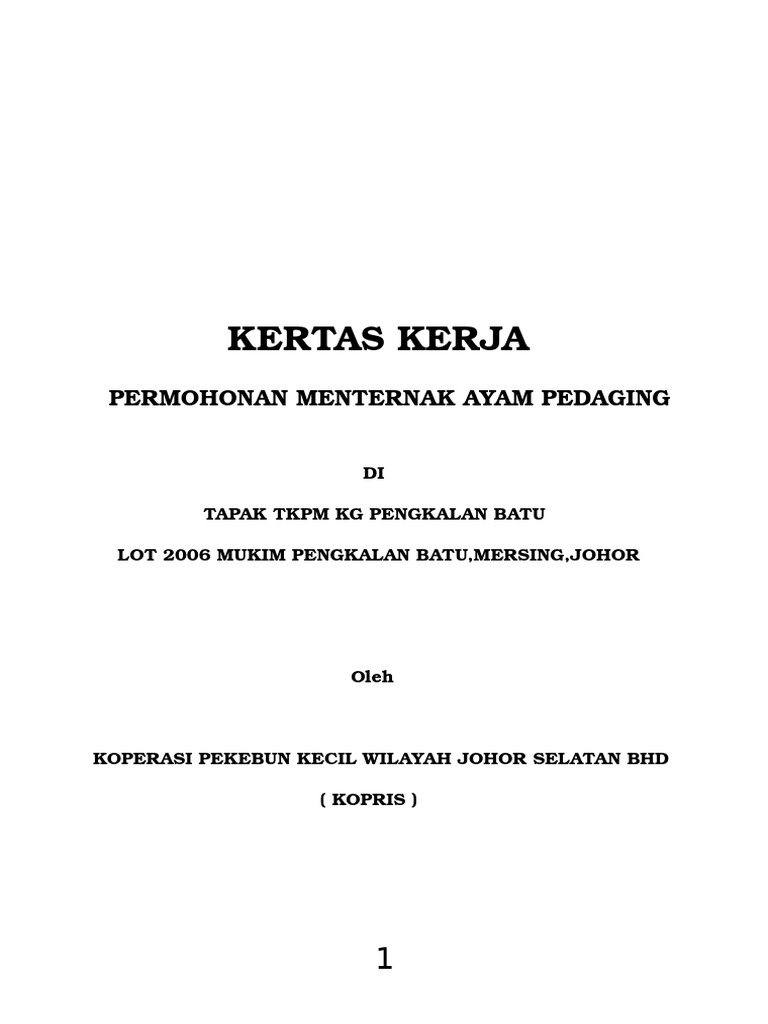 Kertas Kerja Penternakan Ayam Pdf