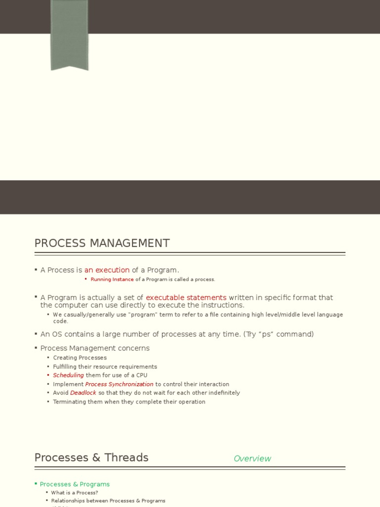 Process Management PPT For Operating Systems | PDF | Process (Computing ...