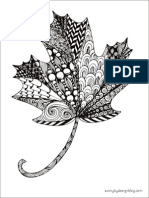 Zentangle Leaf Coloring Page