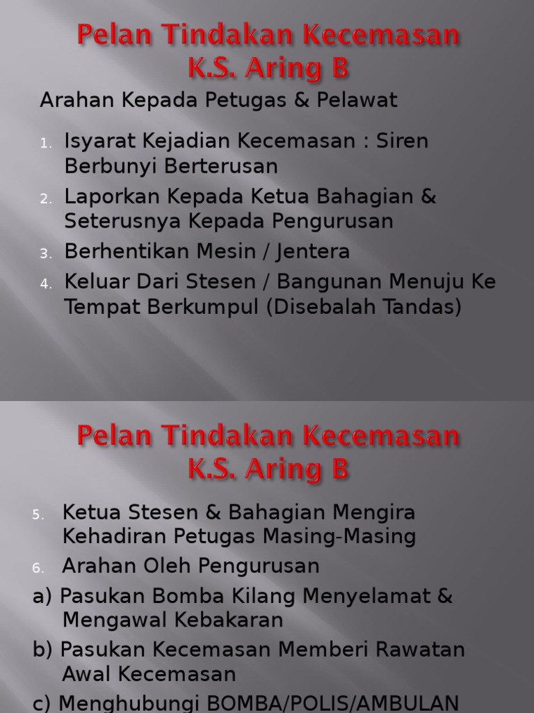 Pelan Tindakan Kecemasan - Contoh  PDF