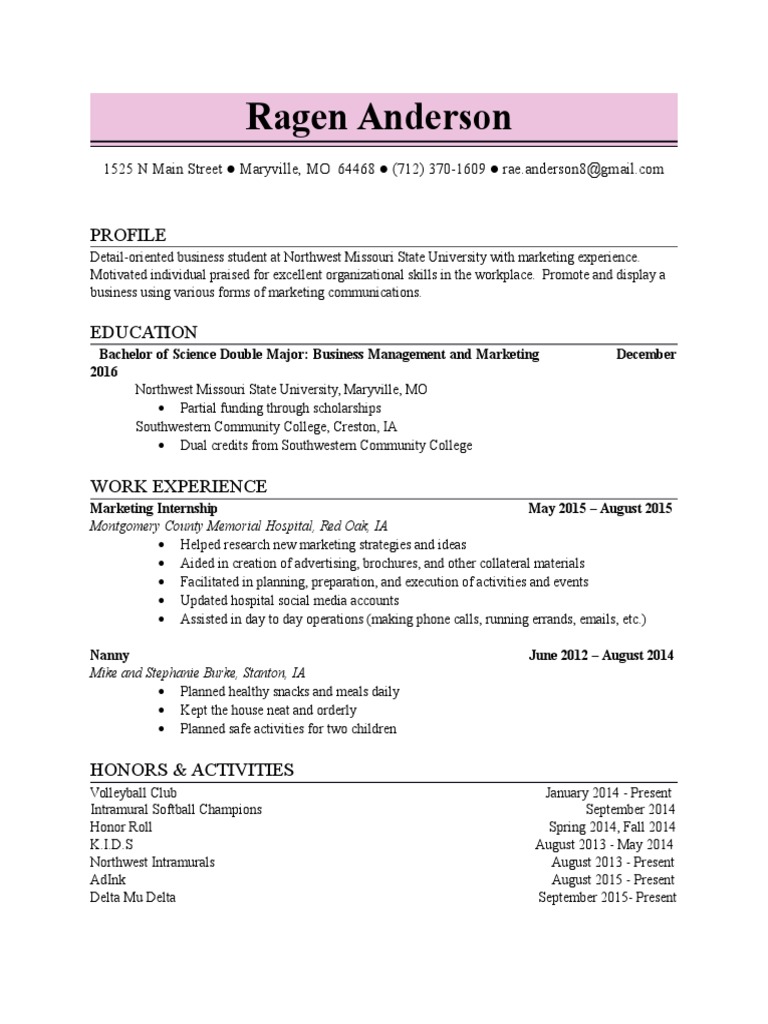 Business Student with Marketing Experience | PDF