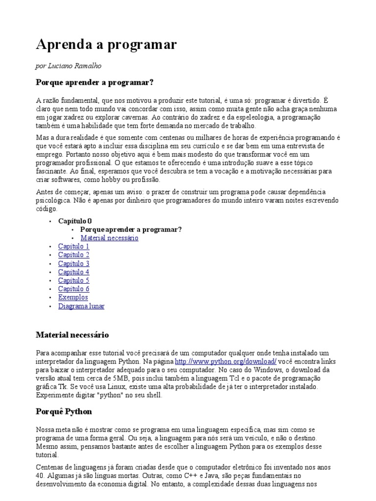 AprendaProgramar Python | PDF | Python (linguagem de programação ...