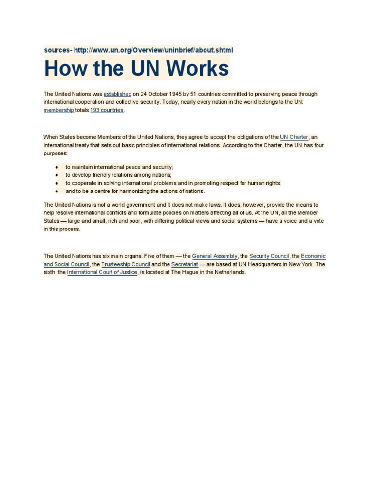 Understanding the United Nations' Role | PDF