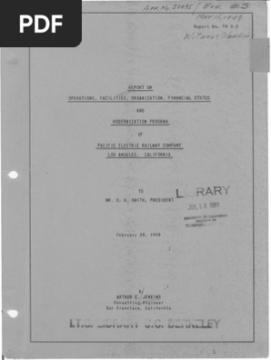 1949 Report Operations Facilities Organization Financial Status Modernization Pacific Electric Passenger Car Rail Public Transport