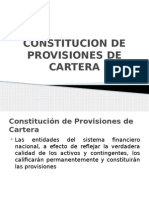 Constitucion de Provisiones de Cartera