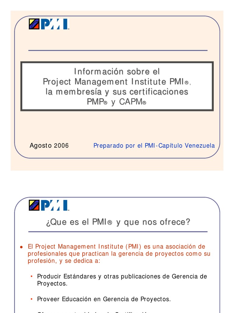 PMP Pmi Info | PDF | Profesional en el manejo de proyectos | Prueba ...