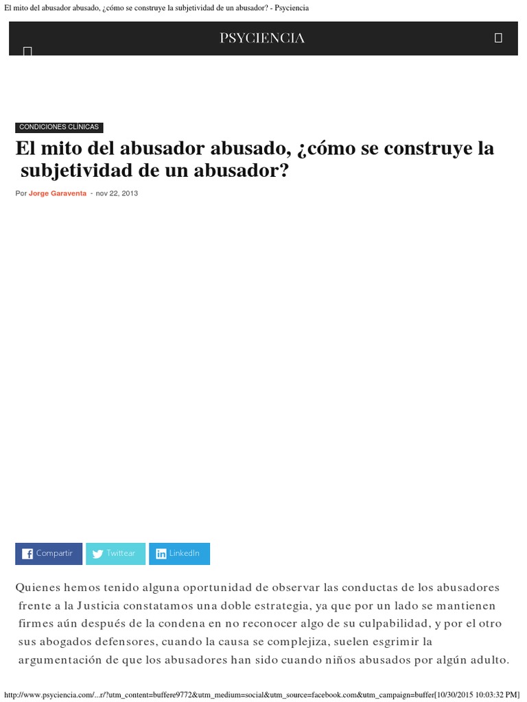 El Mito Del Abusador Abusado, ¿Cómo Se Construye La 