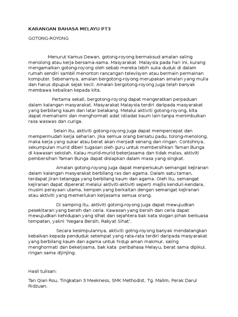 Contoh Karangan Pt3 2019 Free Pdf