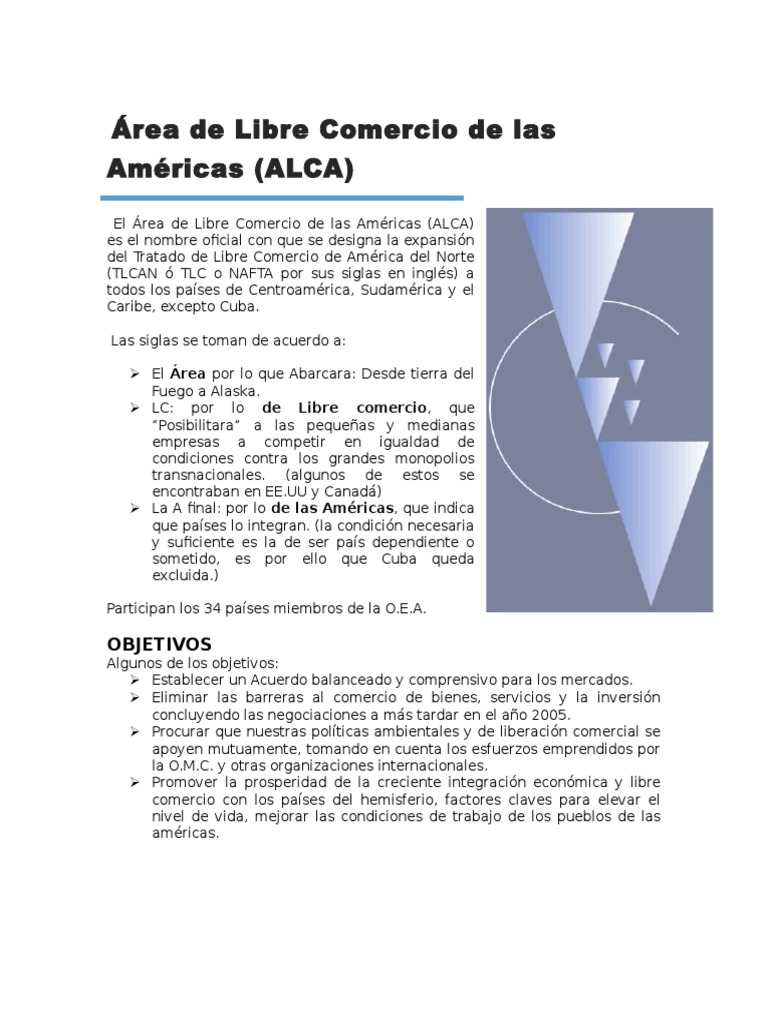 Área de Libre Comercio de Las Américas ALCA | PDF | Tratado de Libre ...