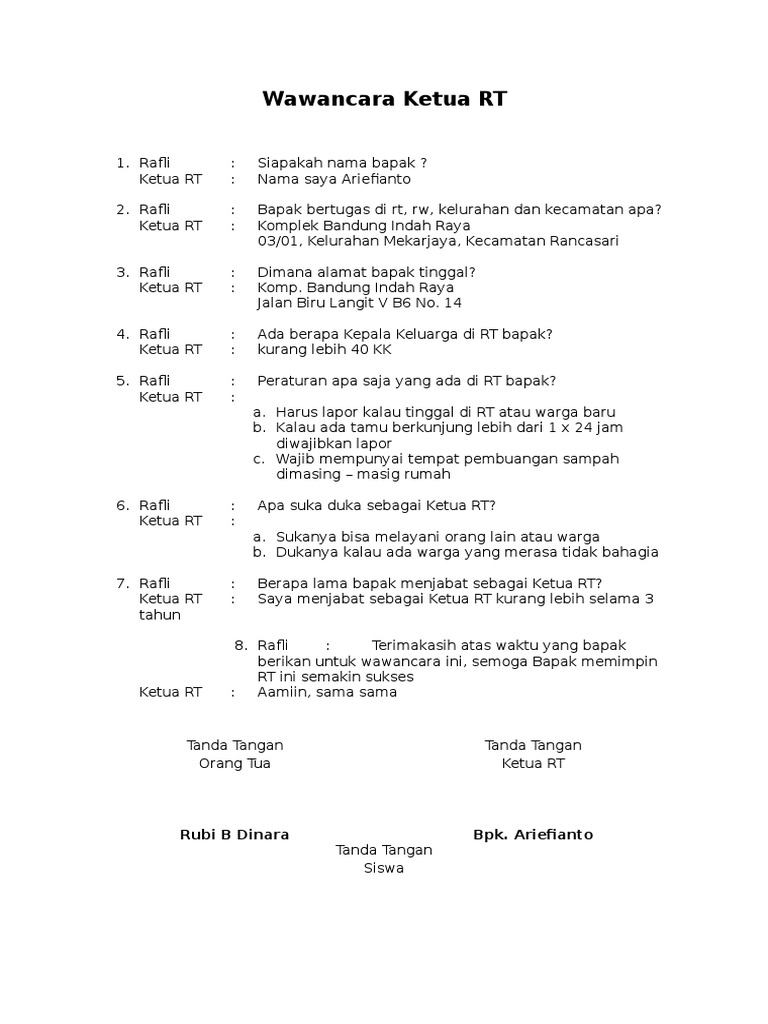 Wawancara Ketua Rt
