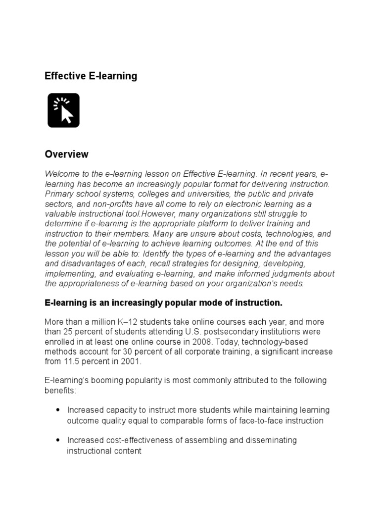 Effective ELearning ELearning Is An Increasingly Popular Mode of
