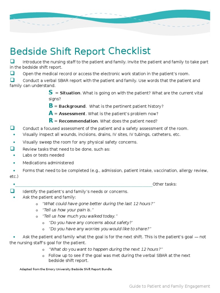 Bedside Shift Report Guide | PDF