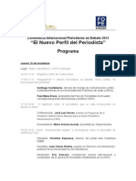 Agenda de La Conferencia Periodismo en Debate 2015: "El Nuevo Perfil Del Periodista"