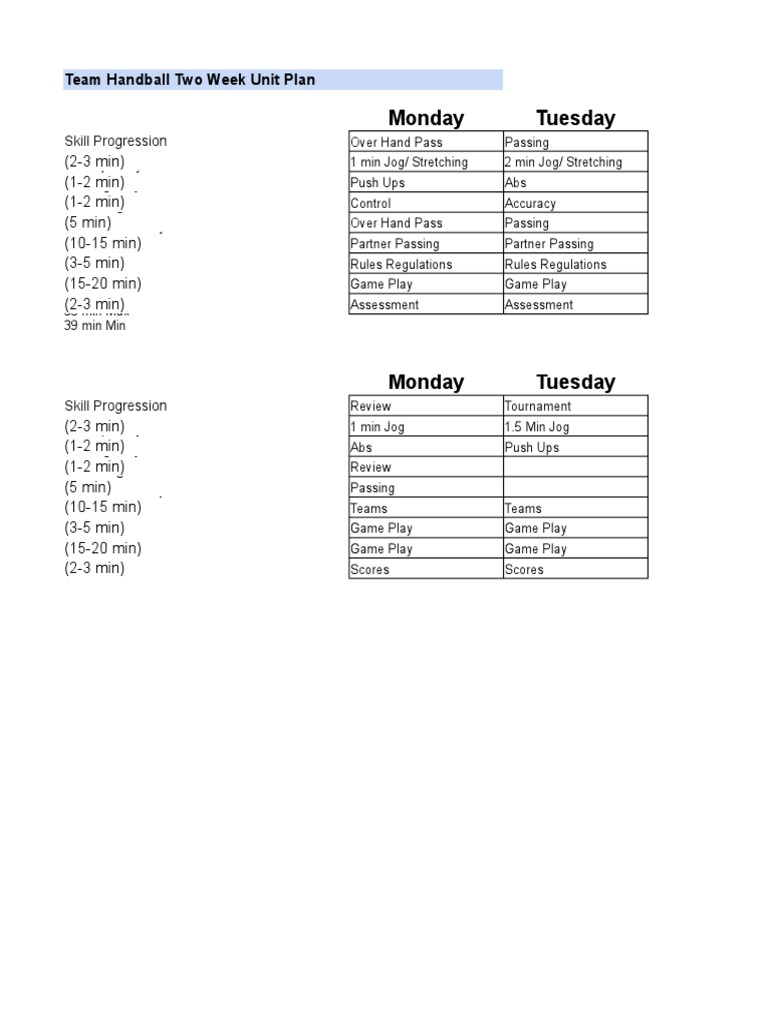 2 Week Team Handball With Tournament Play | PDF