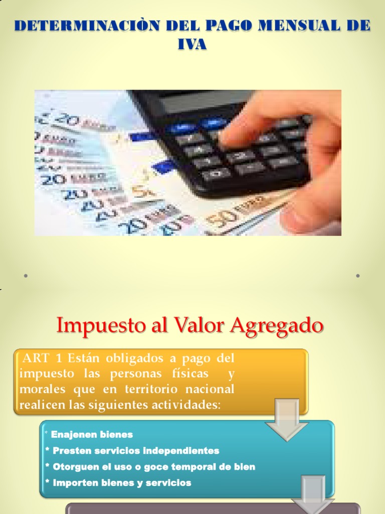 Cálculo y Pago Mensual del IVA | PDF | Impuesto al valor agregado ...