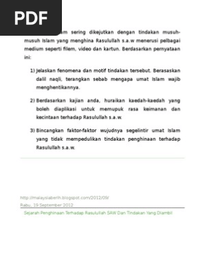 Akidah Fenomena Tindakan Musuh Islam Hina Nabi Pdf