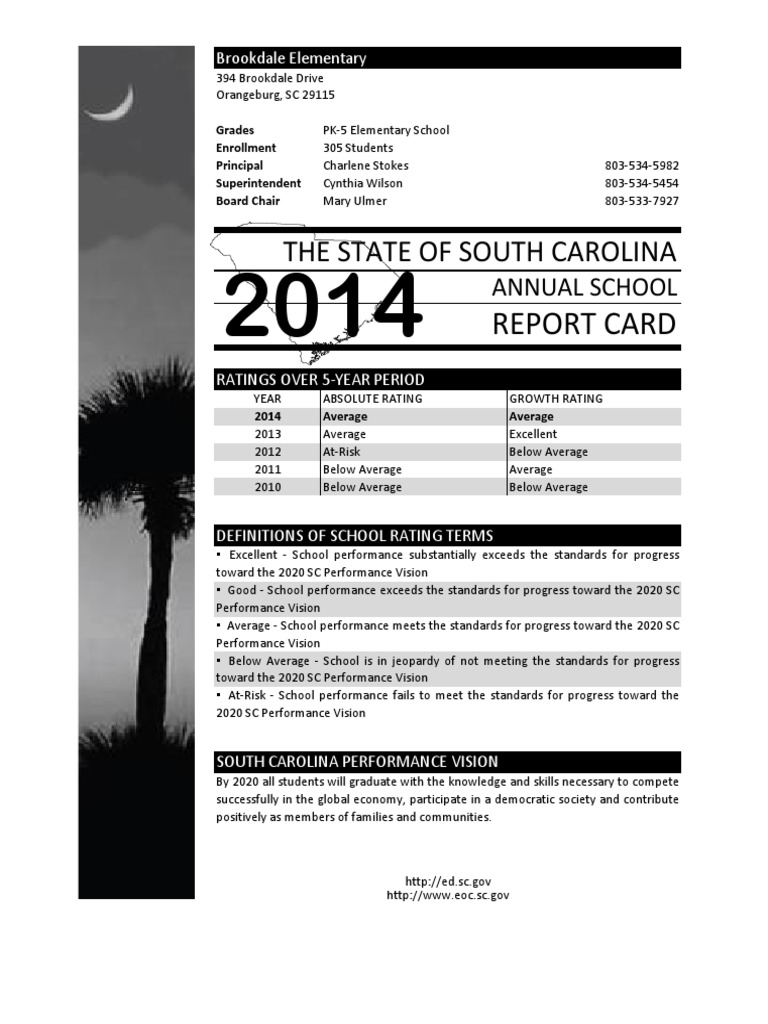 The State of South Carolina: Report Card | PDF | Elementary And ...