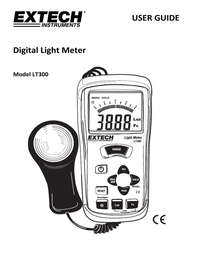 Extech LT300 Light Meter PDF Battery (Electricity) Backlight